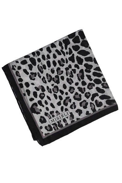 Mısırlı Eşarpları Leopar Desenli Star Krep Eşarp - Resim 2