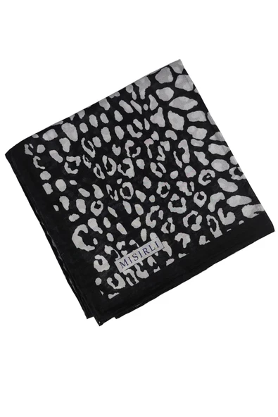 Mısırlı Eşarpları Leopar Desenli Star Krep Eşarp - Resim 3