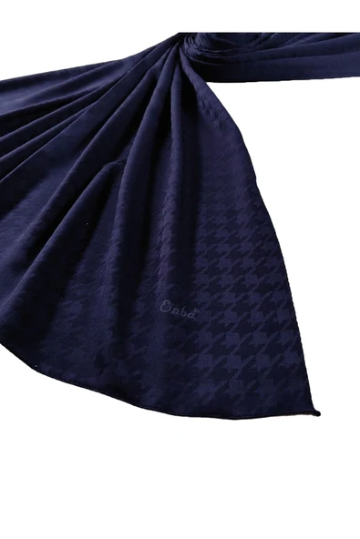 Enba Viskon Jakarlı Kaz Ayağı Desenli Şal 75x190 cm ürün görseli 1