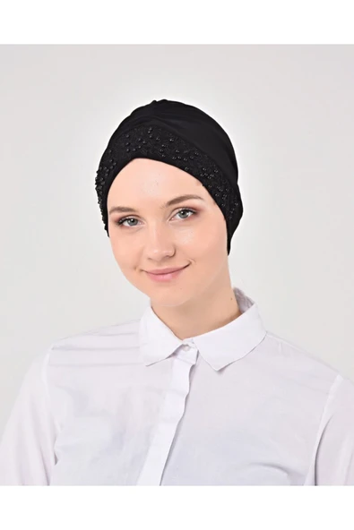 İncili Bantlı Dantelli Bone ürün görseli 1