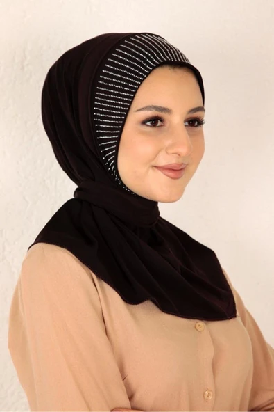 Taşlı Çıtçıtlı Hijab ürün görseli 1