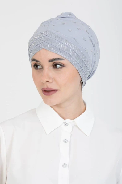Taşlı Çapraz Geçmeli Taşlı Bone ürün görseli 1