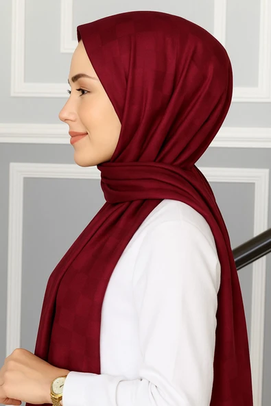 Emproyal Silver Jakar Dama Desenli Şal 75x190 cm ürün görseli 1