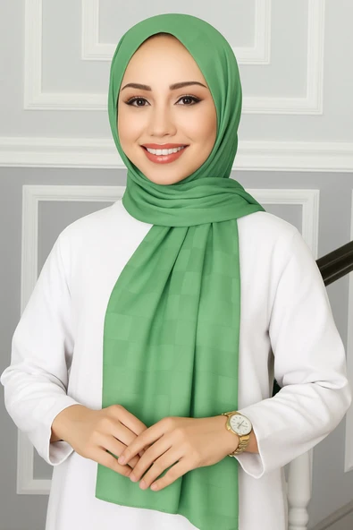Emproyal Silver Jakar Dama Desenli Şal 75x190 cm ürün görseli 1