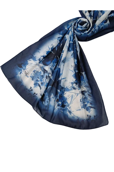 Ebruli Cotton Vual Çiçek Desenli Şal 75x190 cm ürün görseli 1