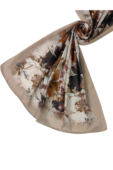 Ebruli Cotton Vual Çiçek Desenli Şal 75x190 cm ürün görseli 1