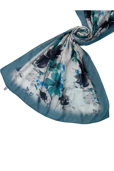 Ebruli Cotton Vual Çiçek Desenli Şal 75x190 cm ürün görseli 1