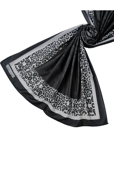 Ecenur Soft Pamuk Leopar Desenli Etnik Şal ürün görseli 1