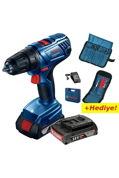 Bosch Gsr 180-li 2x2.0ah Çift Akülü Vidalama Makinası + 23 Parça Set Hediyeli ürün görseli 1