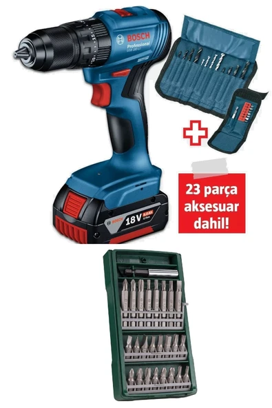 Bosch Gsb 185-li Tek Akülü Kömürsüz Darbeli Matkap Vidalama Şarjlı Matkap + 25 Parça Vidalama Ucu ürün görseli 1