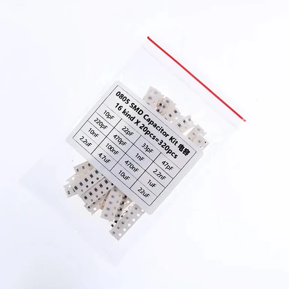 0805 Smd Kapasitör Set 16 Tip 320 Parça Yüzey Montaj Film Seramik ürün görseli 1