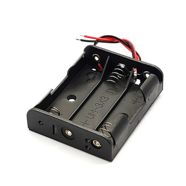 3lü AAA Pil Kutusu Yuvası İnce Küçük Tip 3 Tane 1.5V Pil DC 4.5V Plastik Pil Tutucu 14cm Kablo ürün görseli 1