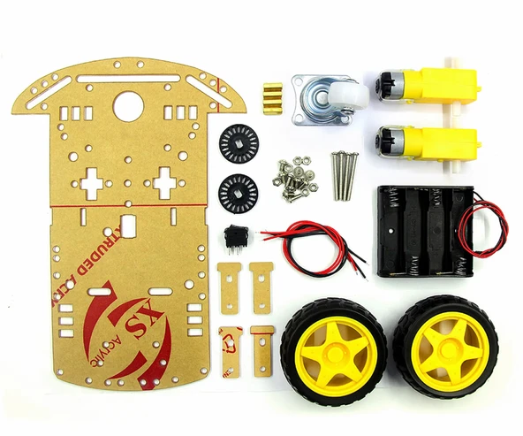 Demonte 2WD Akıllı Robot Araba Şasi Kiti DIY Pleksi Tekerlek Motor Çizgi İzleyen Engelden Kaçma ürün görseli 1