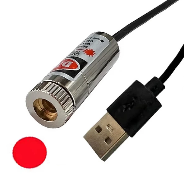 Usb Kablolu 5mW 650nm Nokta Çizgi Lazer Modül 1 Metre Kablo Lens ile Odak Ayarlı 12mm Çap İşaretle ürün görseli 1