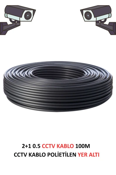 FURY Yer Altı CCTV Kablo 2+1 0.5mm Polietilen Güvenlik Kamera Kablo 100m ürün görseli 1