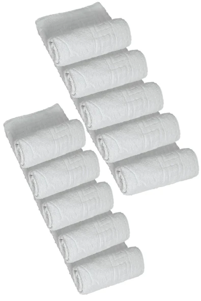 10 lu Otel Ayak Havlusu Bukle Ayak İzli 50x70 Cm Beyaz 12/1 Avs 200 Gr ürün görseli 1