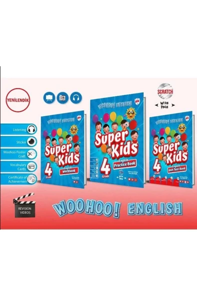 Kırmızı Beyaz 4. Sınıf Wooho Englısh 3'lü set ürün görseli 1