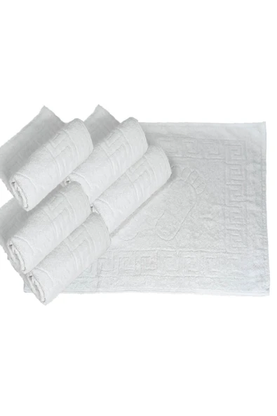 5 li Otel Ayak Havlusu Bukle Ayak İzli 50x70 Cm Beyaz 12/1 Avs 200 Gr ürün görseli 1