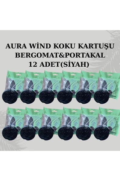 Carpex AURA WİND KOKU KARTUŞU BERGAMOT&PORTAKAL 12 ADET (SİYAH) ürün görseli 1
