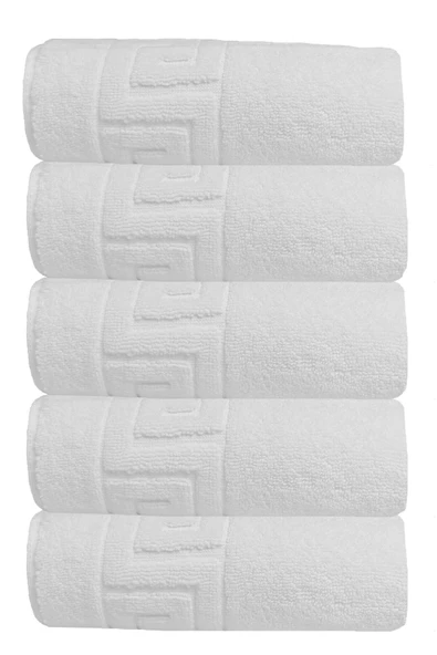 5 li Otel Ayak Havlusu Bukle Ayak İzli 50x70 Cm Beyaz 20/2 Ring 250 Gr ürün görseli 1
