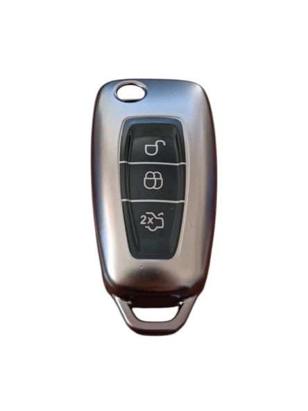 Ford Focus/Cmax/Fiesta/Mondeo/Transit Anahtar Uyumlu Silikon Oto Anahtar Kumanda Kabı Kılıf Füme ürün görseli 1