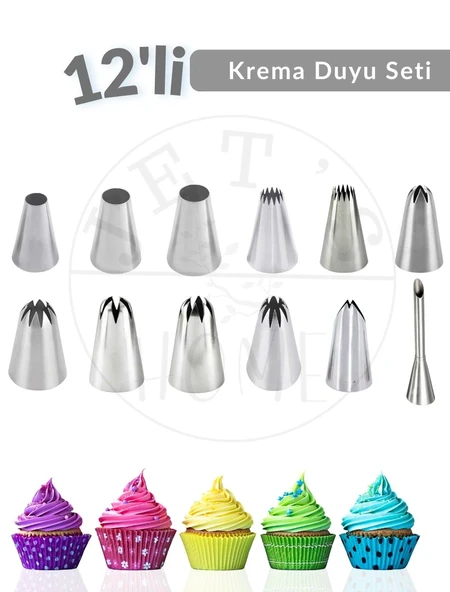 12'li Krema Duyu Seti Büyük Boy Pasta Dolgu Kreması Paslanmaz Şanti Duyu Çelik ürün görseli 1