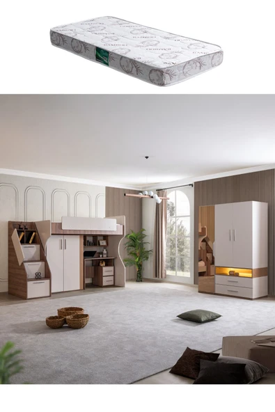 Ranza, Milano Ranza 2 Kapaklı Dolap Çalışma Masası 3 Kapaklı Dolap 1 Adet Comfort Yatak ürün görseli 1