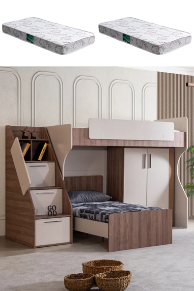 Ranza, Milano Çift Kişilik Dolaplı Modern Ranza + 2 Adet Comfort Yatak ürün görseli 1