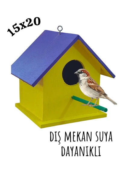Ahşap Kuş Yuvası Dış Mekan Suya Dayanıklı 15x15x20 Cm ürün görseli 1