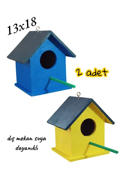 Ahşap Kuş Yuvası Kuş Evi 2 Adet 13x18 ürün görseli 1