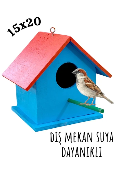 Ahşap Kuş Yuvası Kuş Evi Dış Mekan Suya Dayanıklı 15x15x20 Cm ürün görseli 1