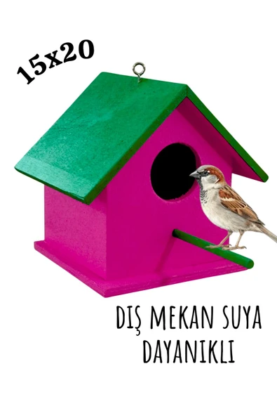 Ahşap Kuş Yuvası Kuş Evi Dış Mekan Suya Dayanıklı 15x15x20 Cm ürün görseli 1
