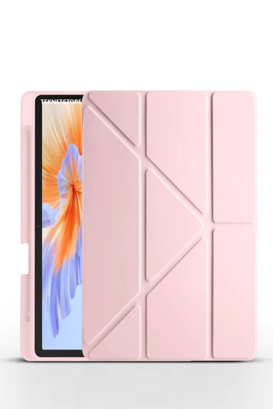 Honor Pad V9 11.5 Inç Kılıf Katlanır Kalem Bölmeli Silikon Standlı Uyku Modlu Akıllı Kapak  PEMBE ürün görseli 1