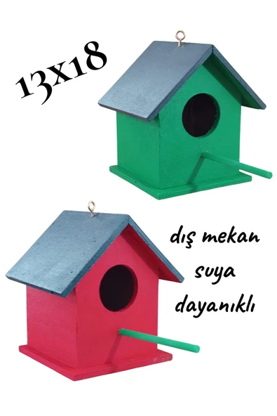 Ahşap Kuş Yuvası Kuş Evi 2 Adet 13x18 ürün görseli 1