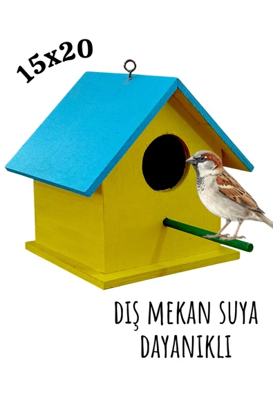 Ahşap Kuş Yuvası Dış Mekan Suya Dayanıklı 15x15x20 Cm ürün görseli 1