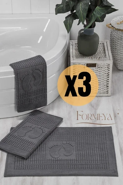 Formeya   3'lü Ayak İzli Ayak Havlusu - Paspas Banyo Seti (3 adet) ürün görseli 1