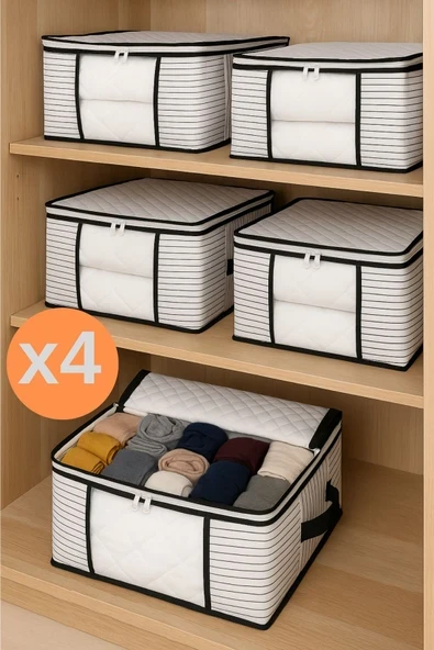 Formeya 4 Adet Lüks Pencereli Çok Amaçlı Dolap Düzenleyici Hurç Çorap Hurcu 34 x 22 x 22 cm