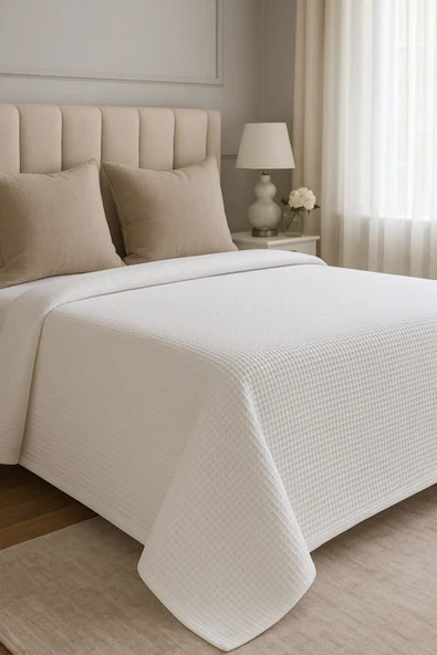 Formeya   Renkli Gofret Desen Çift Kişilik Pike Yatak Örtüsü Otel Pike 200x230 cm ürün görseli 1