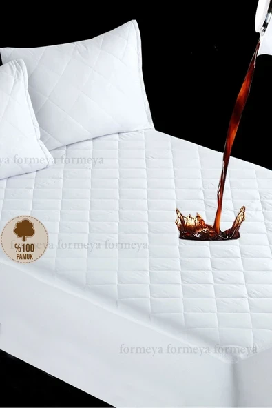 Formeya   Kapitone Fitted Full Kenar Su Sıvı Geçirmez %100 Pamuk Yatak Koruyucu Alez Tek Çift Battal (16 Ebat) ürün görseli 1