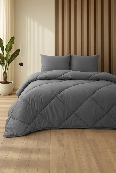 Formeya Antrasit Gri Soft Dört Mevsim Tek Kişilik Yorgan 155x215 cm ürün görseli 1