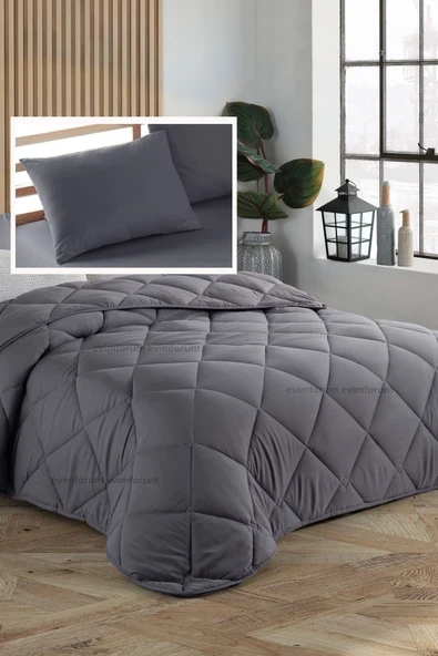 Formeya Antrasit Tek Kişilik Yorgan ve Yastık Seti 155x215 cm ürün görseli 1