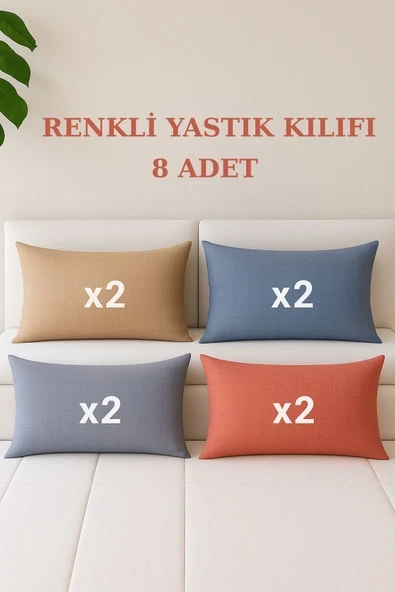 Formeya 8 Adet Kapaklı Renkli Yastık Kılıfı ürün görseli 1