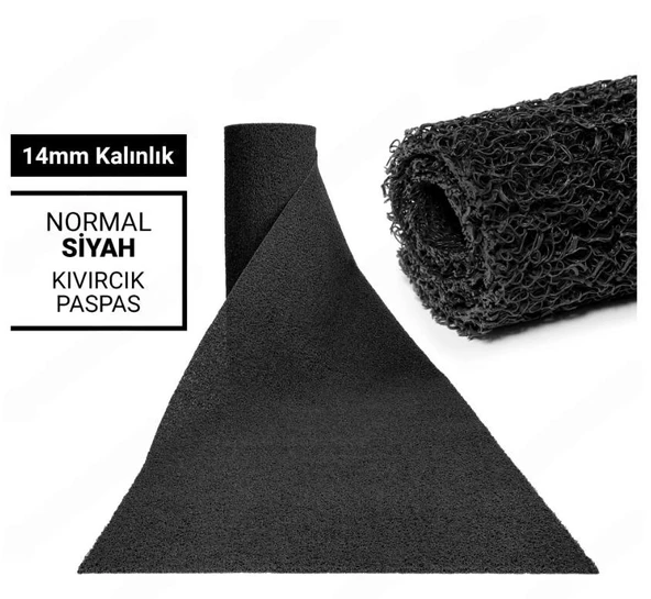 120X250CM SİYAH KIVIRCIK PASPAS-HALI KAYMAZ YOLLUK LİDYA 14MM ürün görseli 1