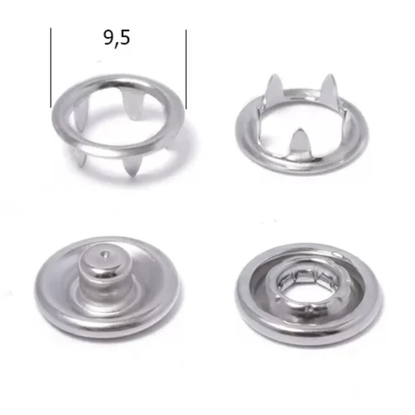 9,5mm Gömlek ve Bebe Çıtçıt Seti 10 Takım Nikel (GÜMÜŞ) Renk Klikıt ürün görseli 1