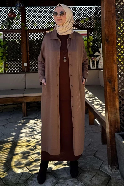 Panço Triko Hırka Sütlü Kahve - Resim 6