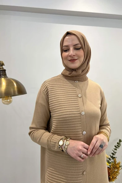 Manolya Bej Triko Hırka - Resim 5
