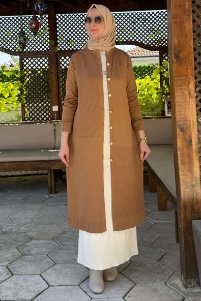 Manolya Camel Triko Hırka - Resim 6