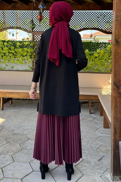 Gonca Taşlı Triko Tunik Siyah - Resim 6