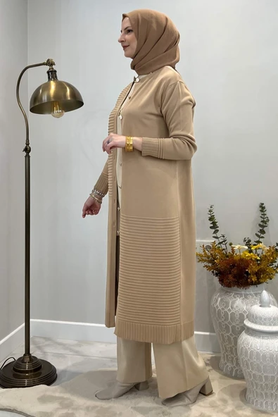 Manolya Bej Triko Hırka - Resim 3