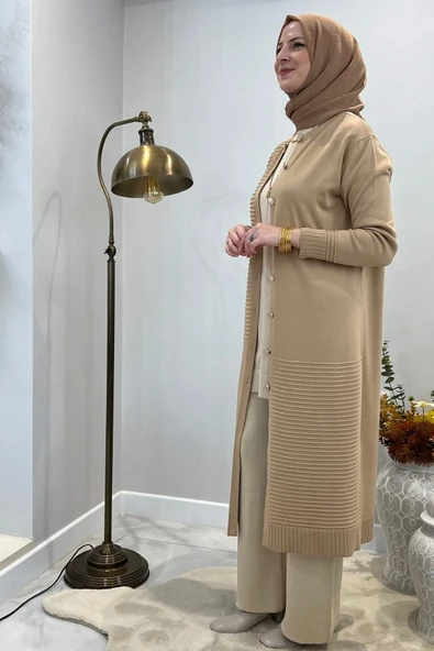 Manolya Bej Triko Hırka - Resim 9